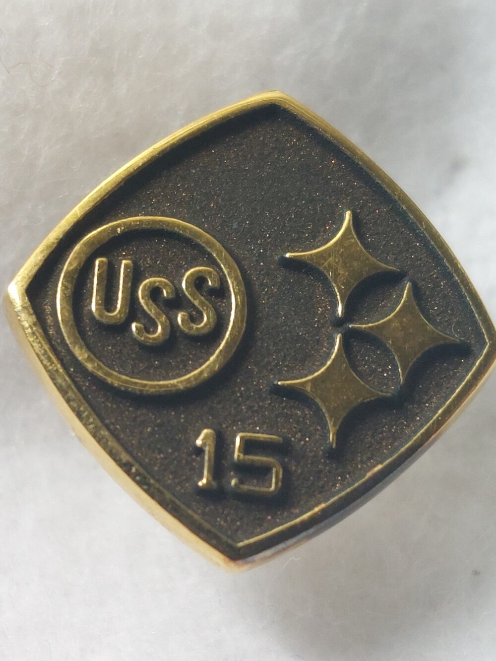 Vintage Estate 10K Gold Filled USS Steel 15 Year Service Pin Tie Tac Balfour